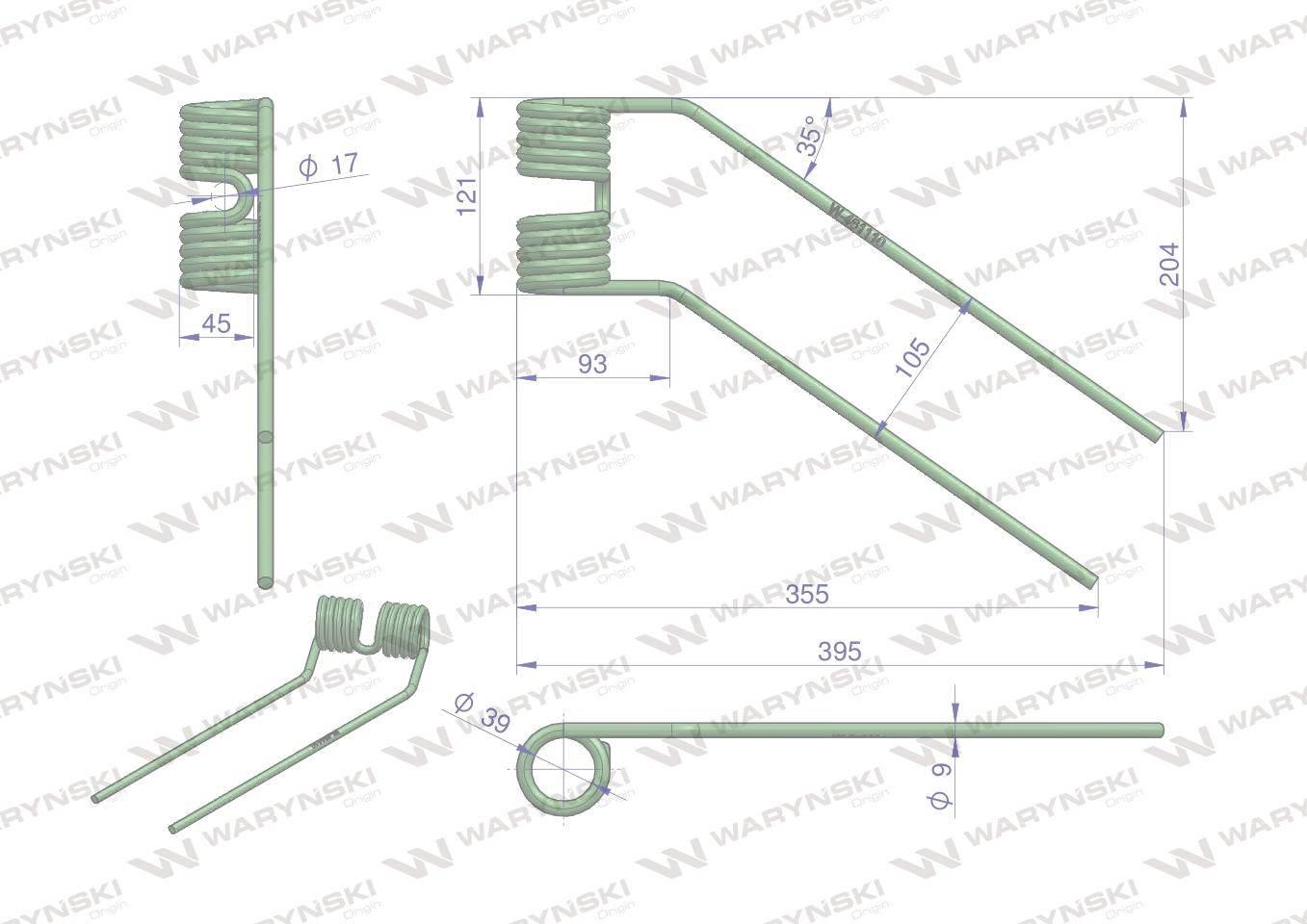 Palec przetrząsarka prawy zastosowanie Fella WARYŃSKI W-461110 W-461110 - zdjęcie 2
