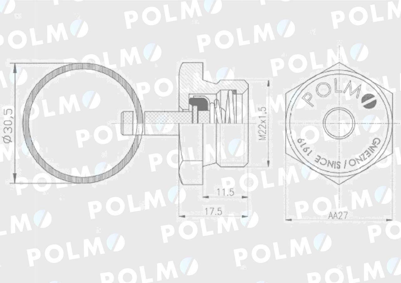 Odwadniacz zbiornika powietrza Przyczepa Ciągnik 22x1.5 POLMO 1664505M91P - zdjęcie 2