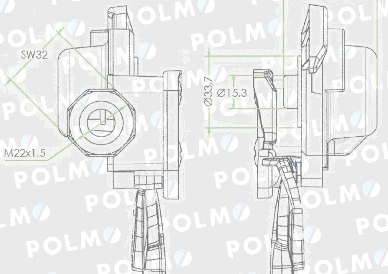Złącze przewodów powietrza z zaworem C-330/360 (miękkie) 22x1.5 POLMO - zdjęcie 4
