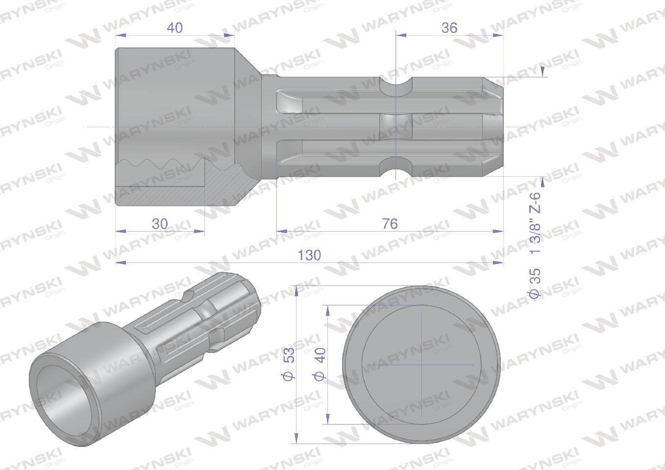Redukcja adapter otwór wew. Q 40 mm na wałek 1 3/8" 6 wpustów WARYŃSKI - zdjęcie 4