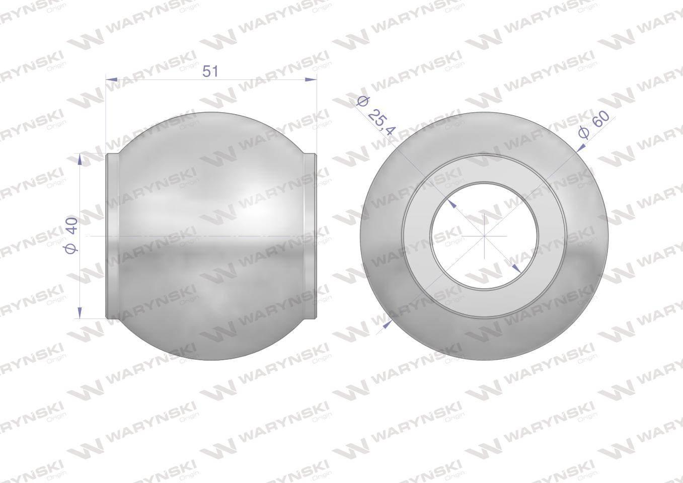Kula łącznika górnego hartowana kat. 2-3 60X25X51 Waryński W-879923 - zdjęcie 2