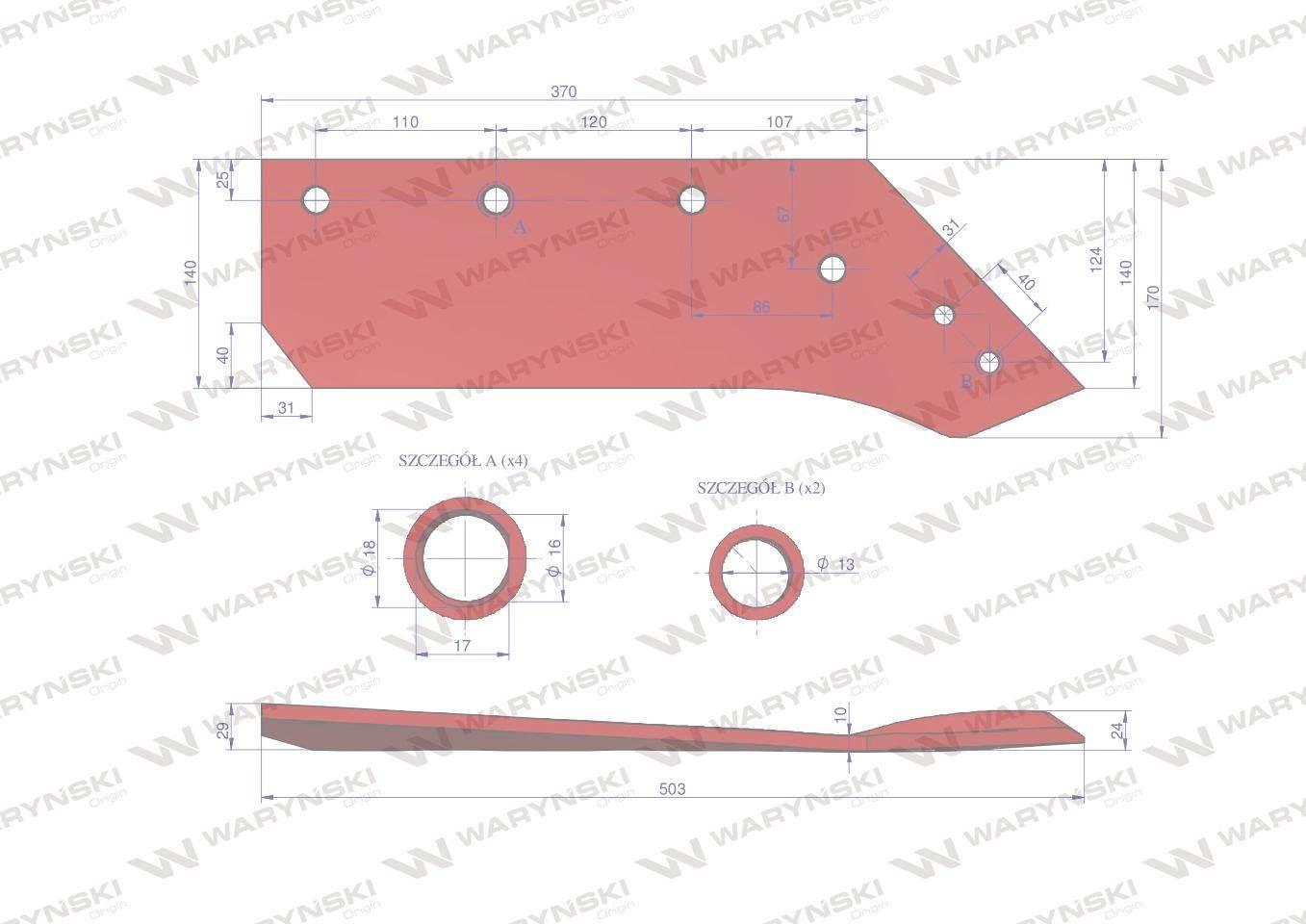 Eurolemiesz prawy 14" zastosowanie Kverneland Pług stal borowa Waryński - zdjęcie 3