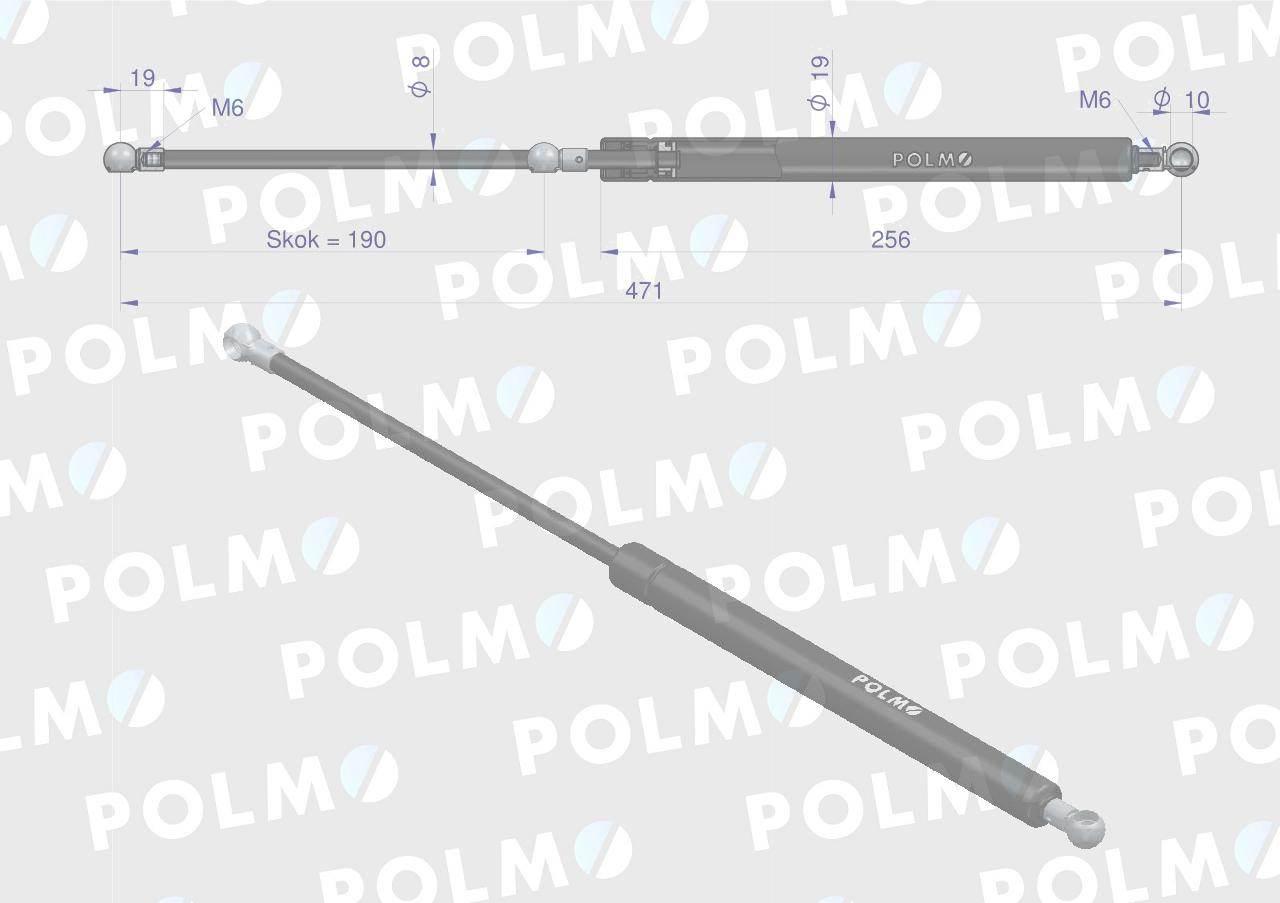 Siłownik szyby tylnej L max. 471mm 1971235C1P CASE IH POLMO 1971235C1P - zdjęcie 2