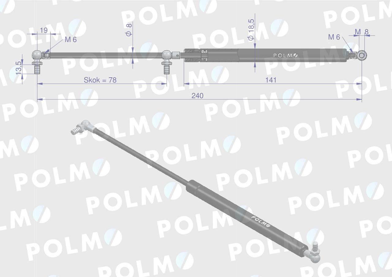 Siłownik szyby przedniej szyby drzwi L max. 240mm 04414158P CASE IH DEUTZ P - zdjęcie 2