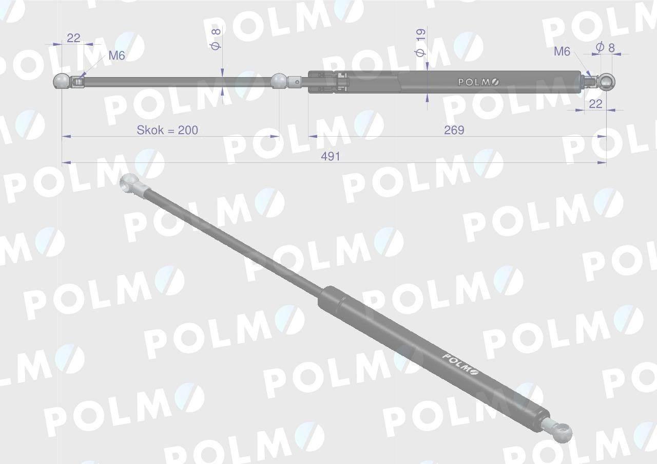 Siłownik szyby przedniej szyby tylnej L max. 491mm 189447A2P CASE IH DIETEG - zdjęcie 2