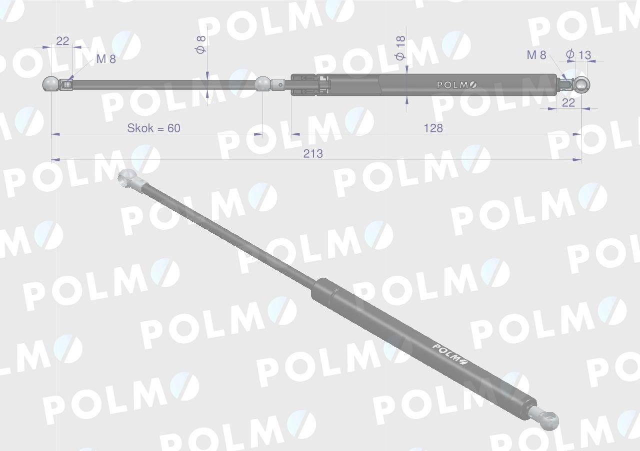 Siłownik drzwi L max. 215mm 87408640P CASE IH FIAT FORD NEW HOLLAND POLMO - zdjęcie 2