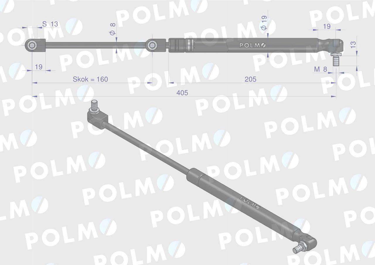 Siłownik szyby tylnej L max. 405mm 44911877P CASE IH NEW HOLLAND POLMO - zdjęcie 2