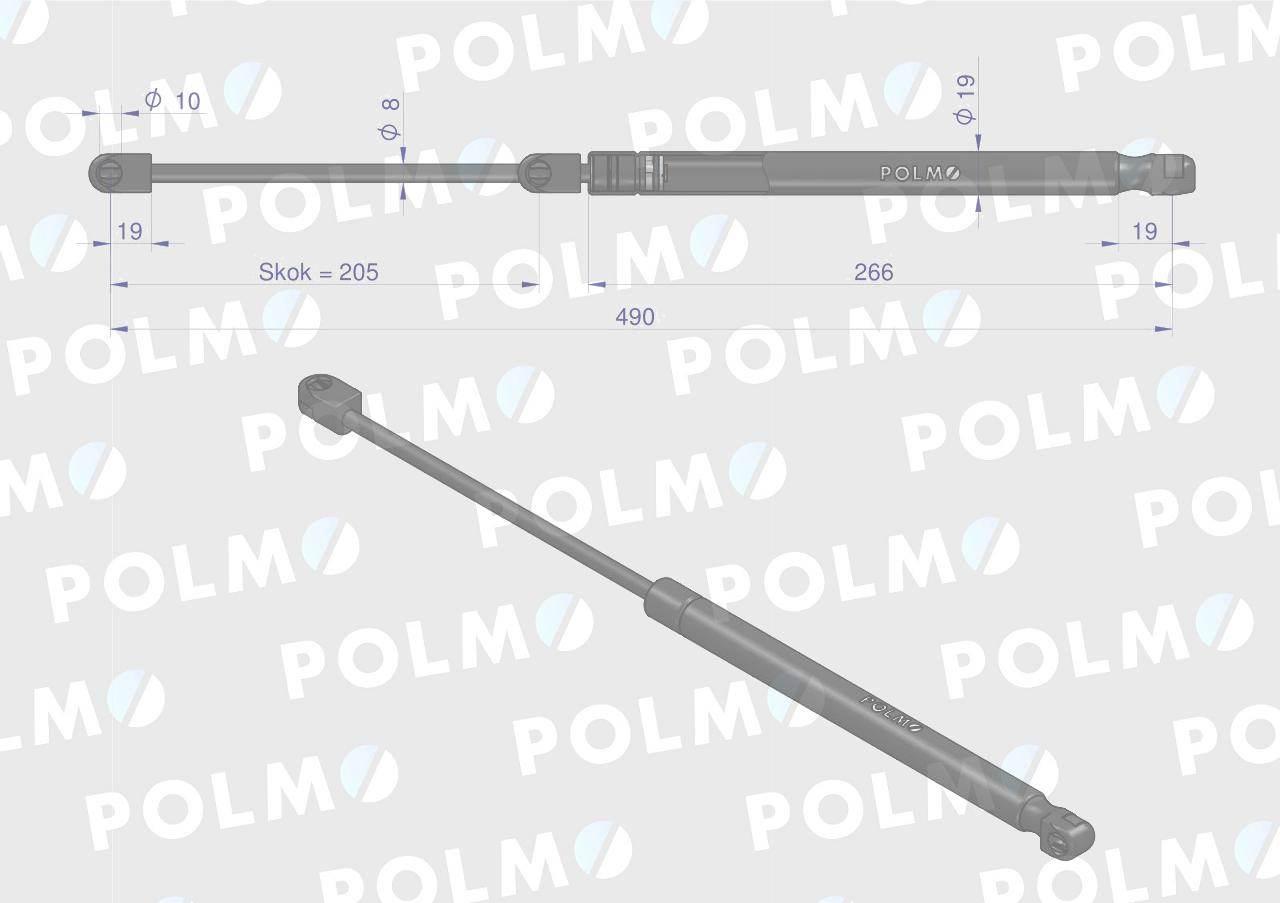 Siłownik szyba przednia L max. 490mm 82022474P CASE IH STEYR POLMO - zdjęcie 2
