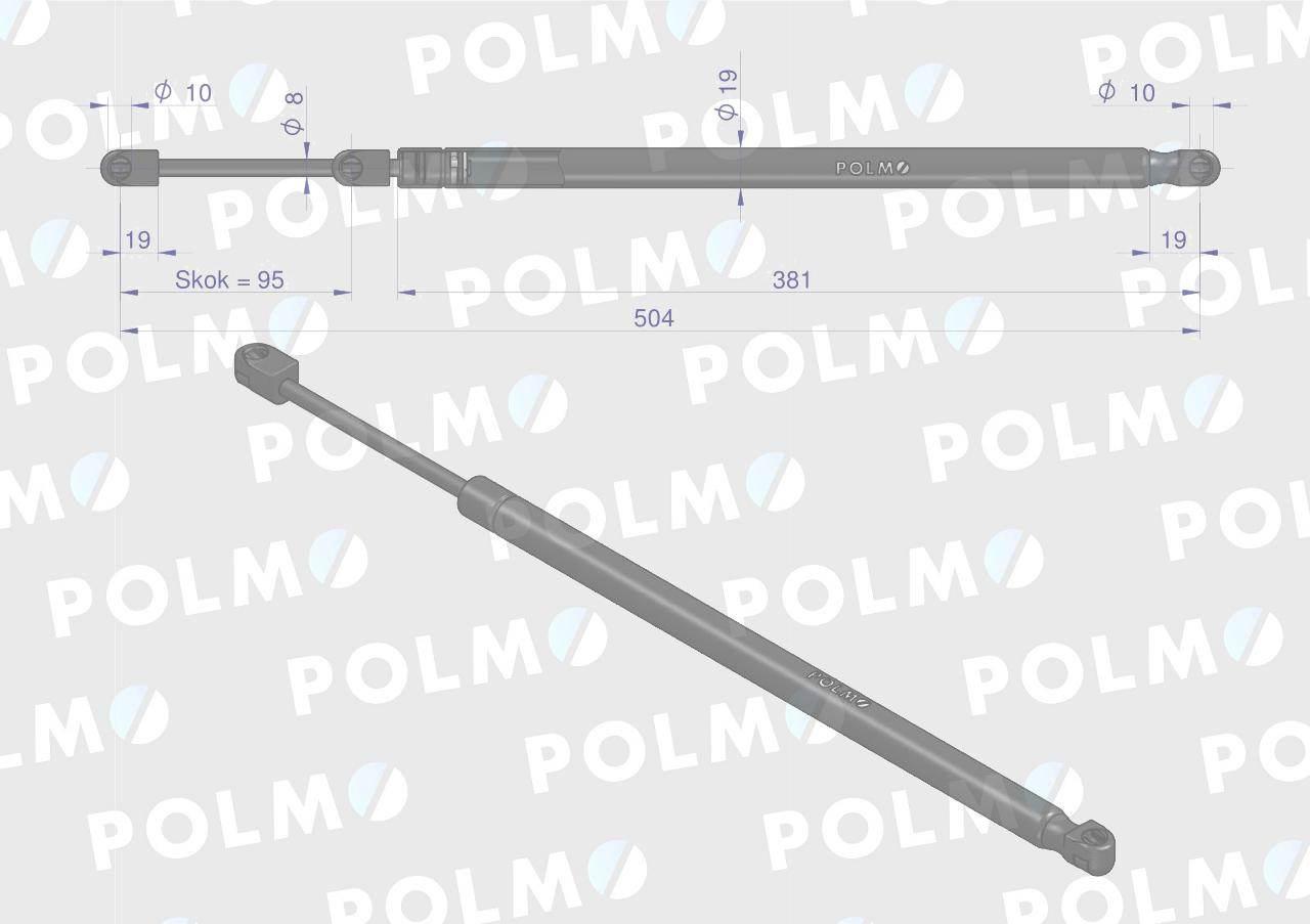 Siłownik drzwi L max. 504mm 04373760P DEUTZ POLMO 04373760P - zdjęcie 2