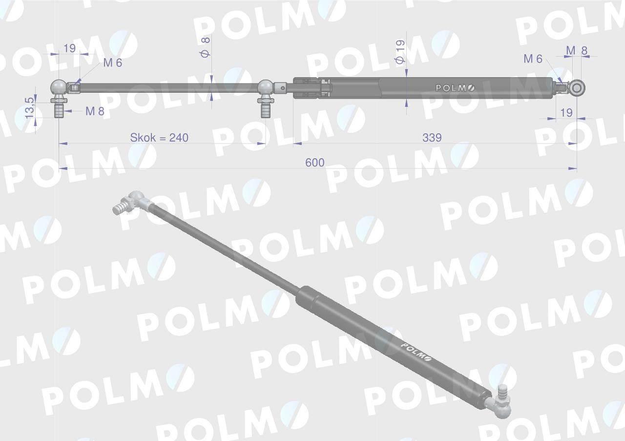 Siłownik drzwi L max. 600mm 04373763P DEUTZ POLMO 04373763P - zdjęcie 2