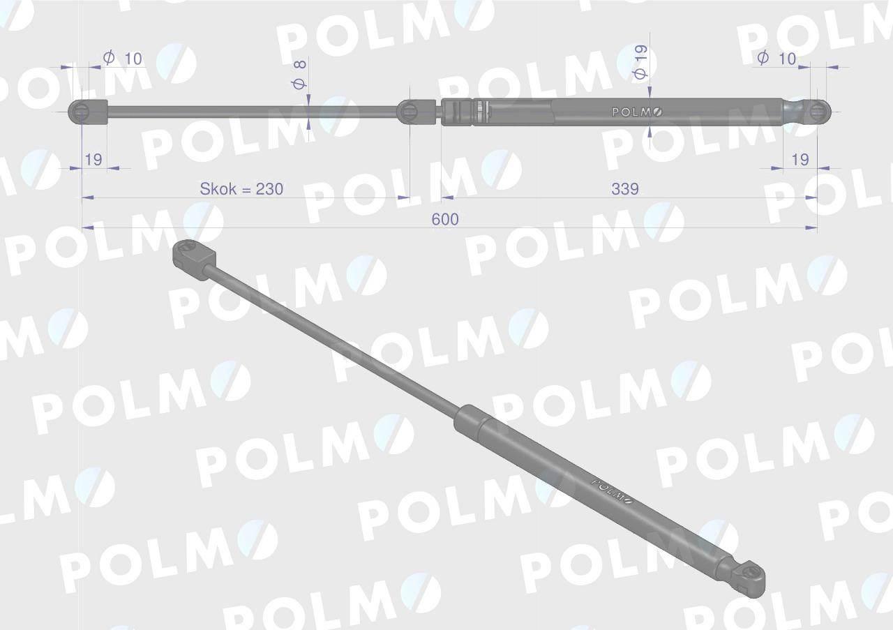 Siłownik szyby tylnej L max. 600mm CA575798P FENDT POLMO CA575798P - zdjęcie 2