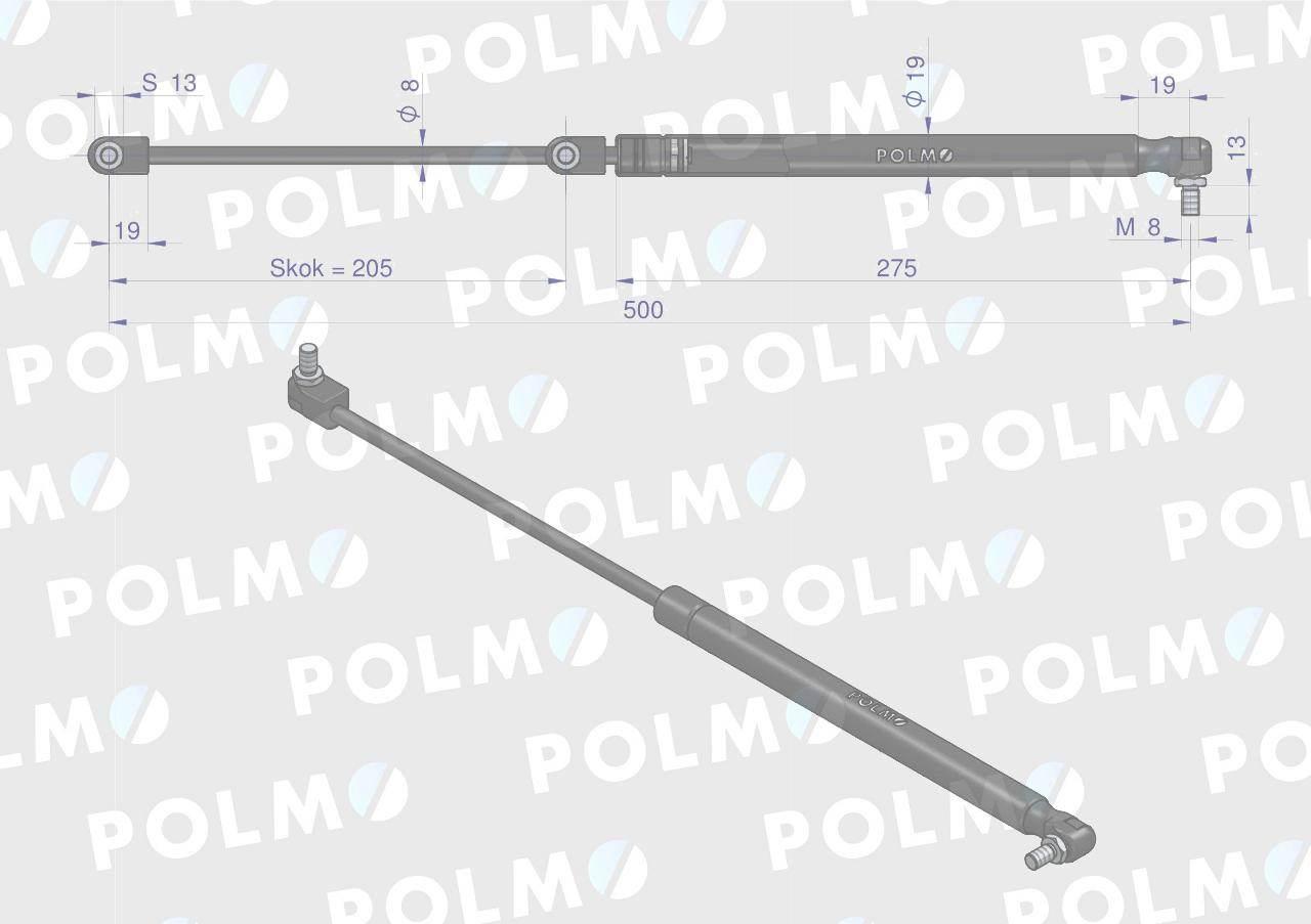 Siłownik szyby przedniej L max. 500mm X800420414000P FENDT POLMO - zdjęcie 2