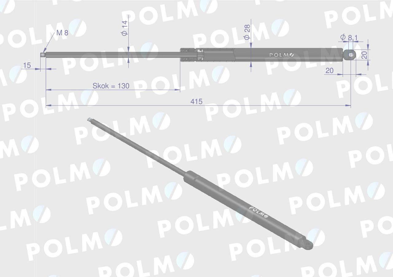 Siłownik szyby przedniej L max. 415mm F182800200210P FENDT POLMO - zdjęcie 2