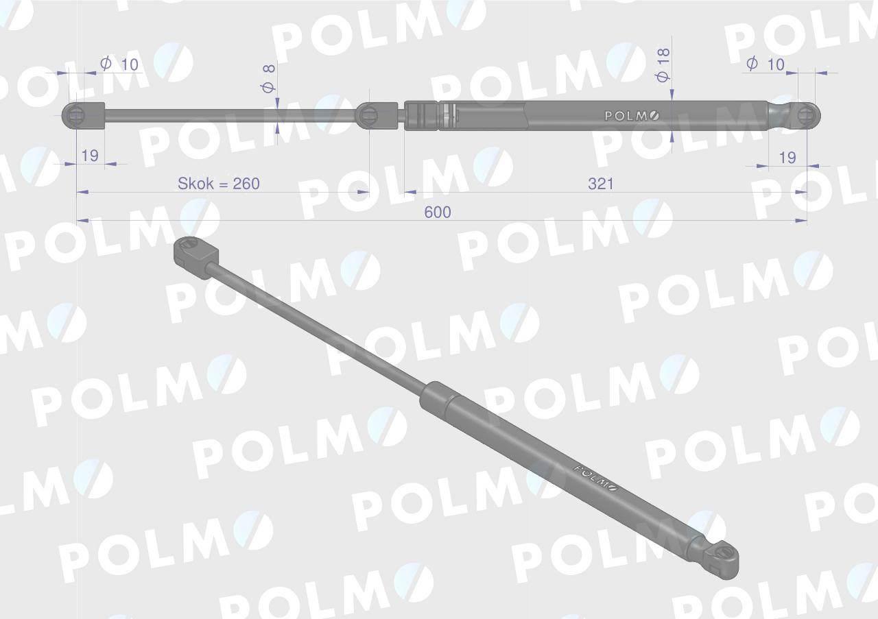 Siłownik szyby przedniej tylnej L max. 605mmm CA516600P FENDT POLMO - zdjęcie 2