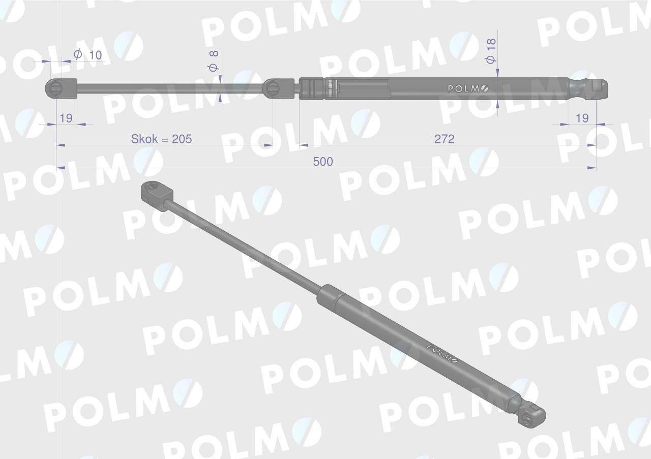 Siłownik szyby przedniej L max. 506mm CA592285P FENDT POLMO CA592285P - zdjęcie 2