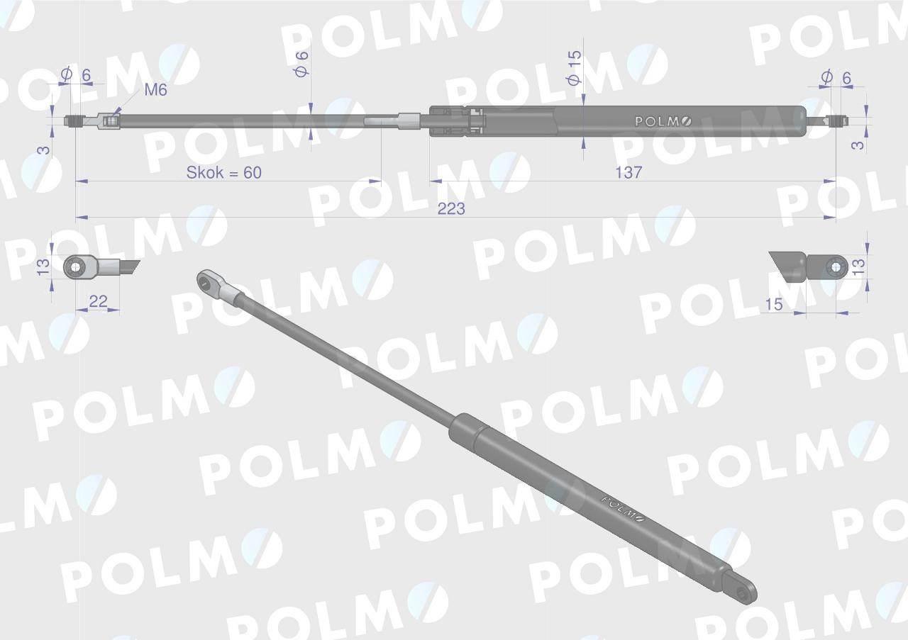 Siłownik szyberdachu L max. 225mm CA327964P FENDT POLMO CA327964P - zdjęcie 2