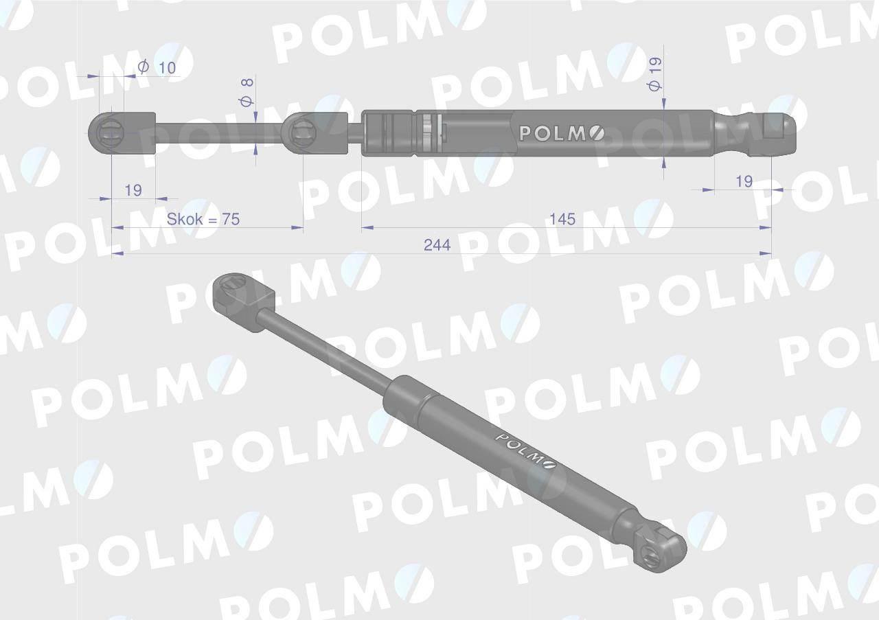 Siłownik drzwi L max. 245mm AL110629P JOHN DEERE POLMO AL110629P - zdjęcie 2