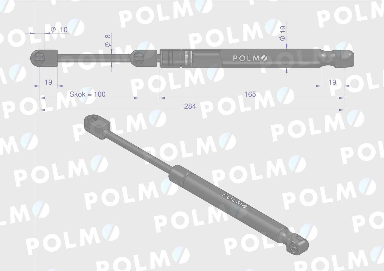 Siłownik szyby przedniej drzwi L max. 284mm AL71412P JOHN DEERE POLMO - zdjęcie 2
