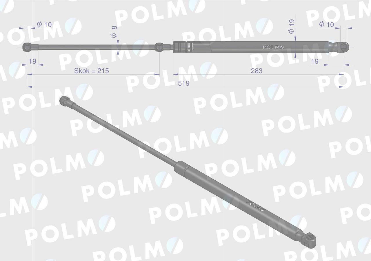 Siłownik szyberdachu L max. 519mm AL160699P JOHN DEERE POLMO AL160699P - zdjęcie 2