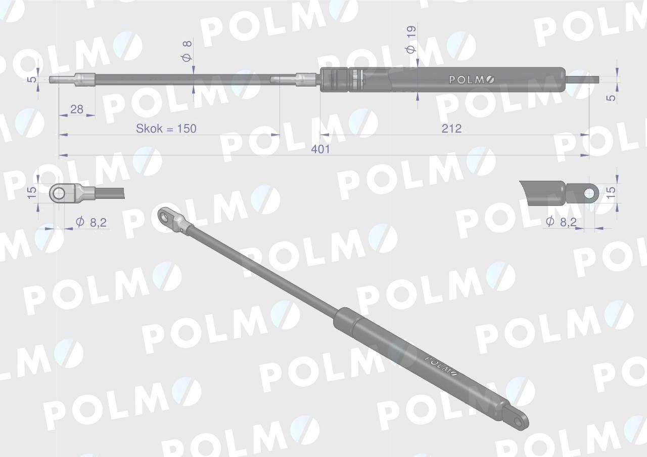 Siłownik maski silnika L max. 400mm 1531489C0P CASE IH POLMO 1531489C0P - zdjęcie 2