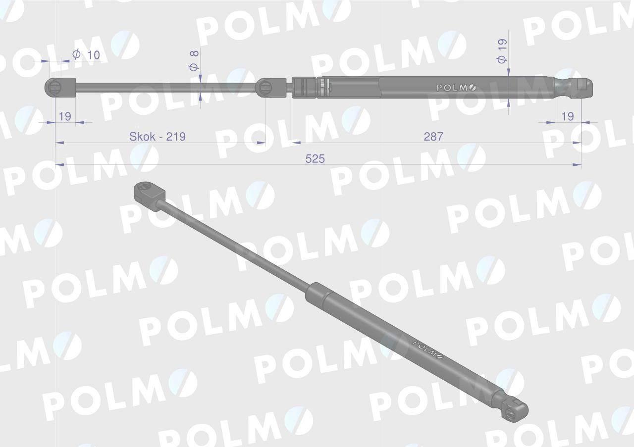 Siłownik szyby tylnej L max. 525mm 3301920M91P MASSEY FERGUSON LANDINI POLM - zdjęcie 2