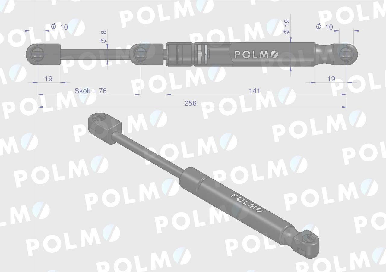 Siłownik drzwi L max. 256mm 3385316M90P MASSEY FERGUSON POLMO 3385316M90P - zdjęcie 2