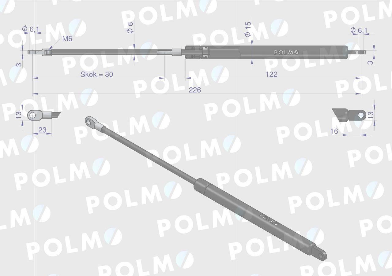 Siłownik maski silnika L max. 226mm 4274598M0P MASSEY FERGUSON POLMO - zdjęcie 2
