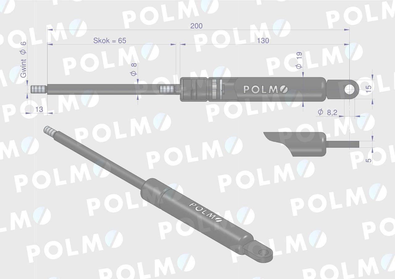 Siłownik szyberdachu L max. 200mm 3901826M90P MASSEY FERGUSON POLMO - zdjęcie 2