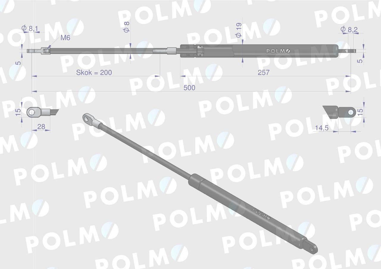 Siłownik szyby tylnej L max. 500mm CA287598P MASSEY FERGUSON MAUSER MERCEDE - zdjęcie 2