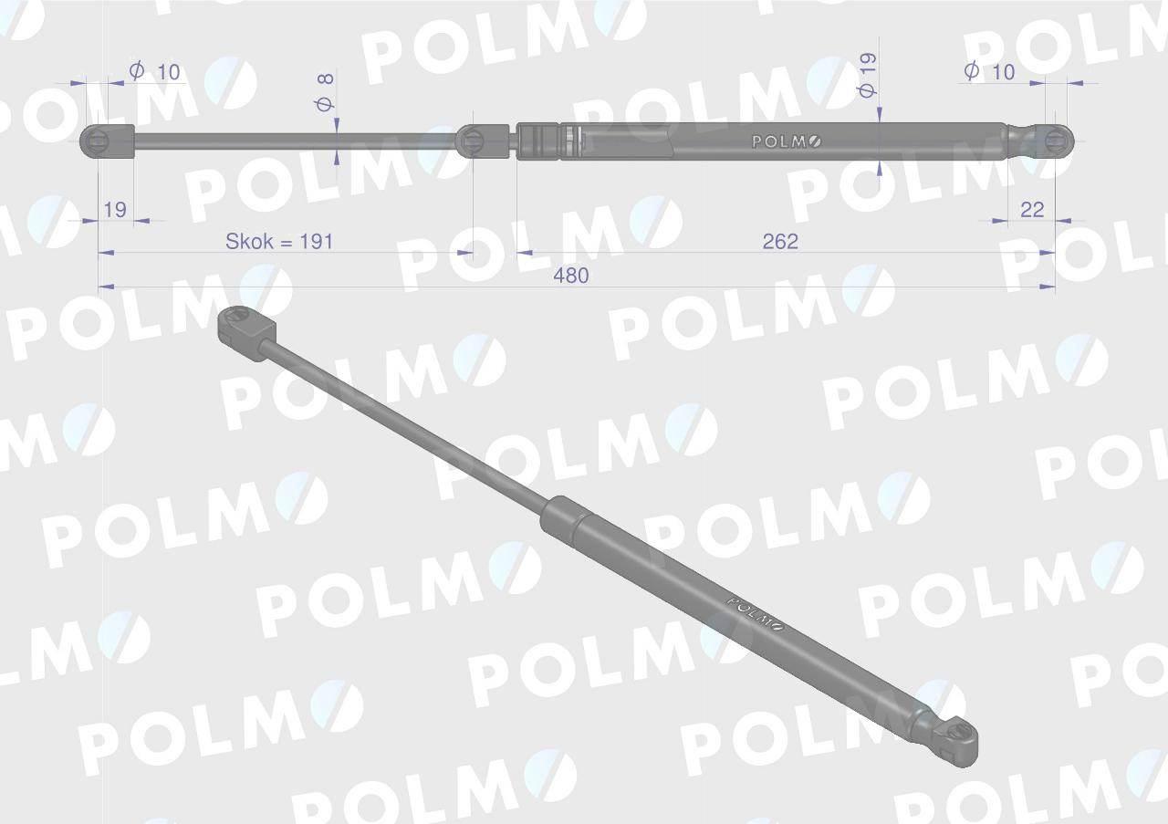 Siłownik szyby przedniej L max. 480mm 9977765P NEW HOLLAND POLMO 9977765P - zdjęcie 2