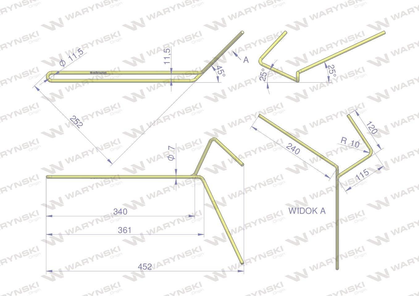 Palec zagarniający prosty prawy pasuje do Famarol WARYŃSKI W-3074140100 - zdjęcie 2