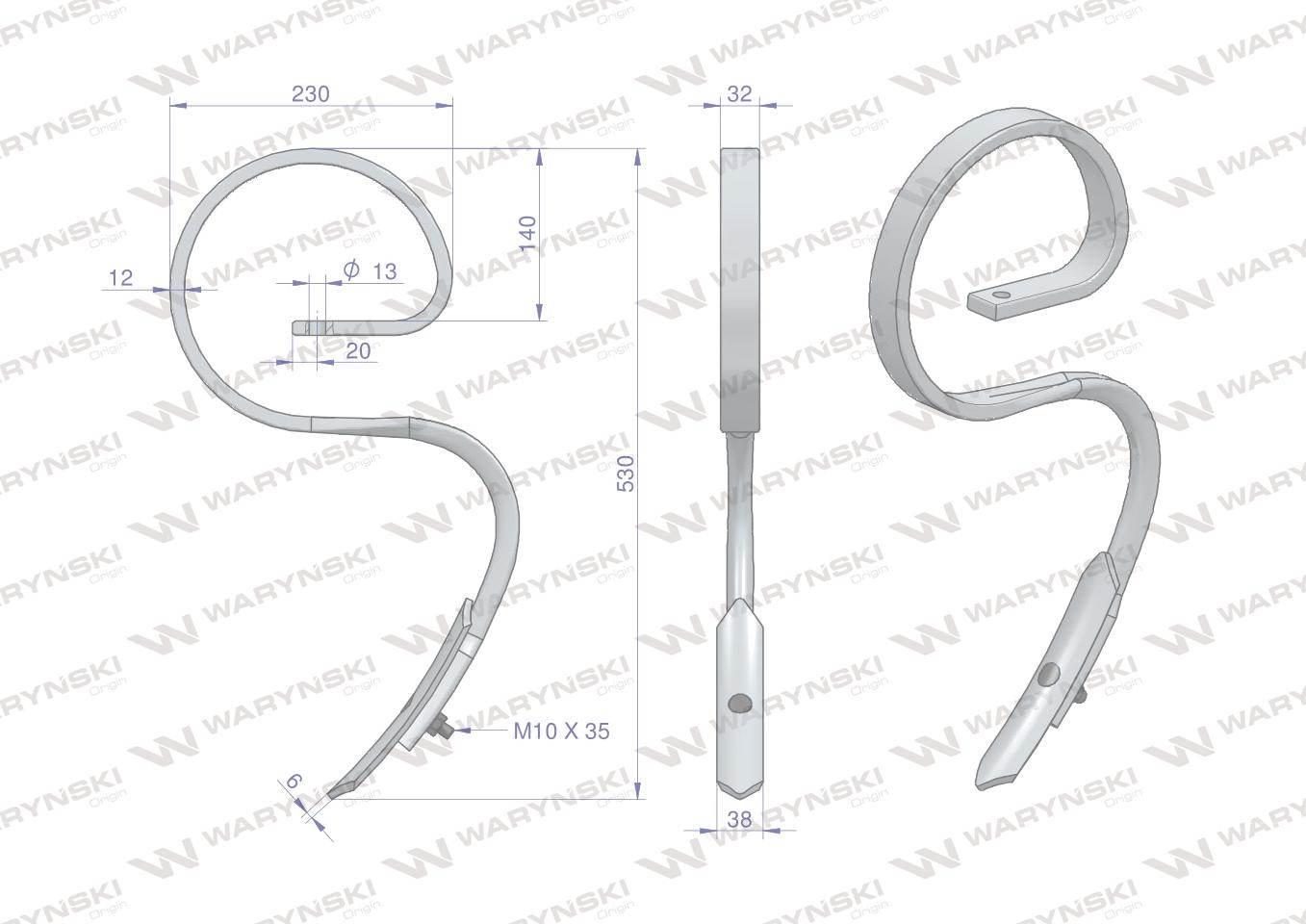 Ząb sprężynowy 32X12 Waryński 0413 W-1801041301 - zdjęcie 2