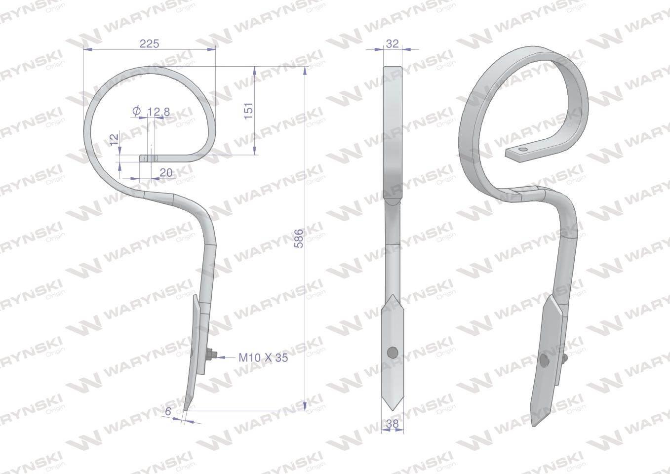 Ząb sprężynowy prosty 32X12 Waryński W-1801150602 - zdjęcie 2