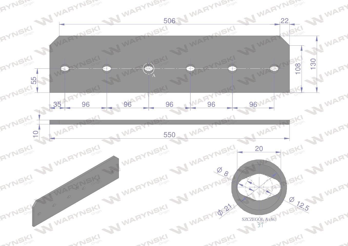Płoza długa lewa/prawa zastosowanie Kuhn stal borowa WARYŃSKI W-279140 - zdjęcie 2