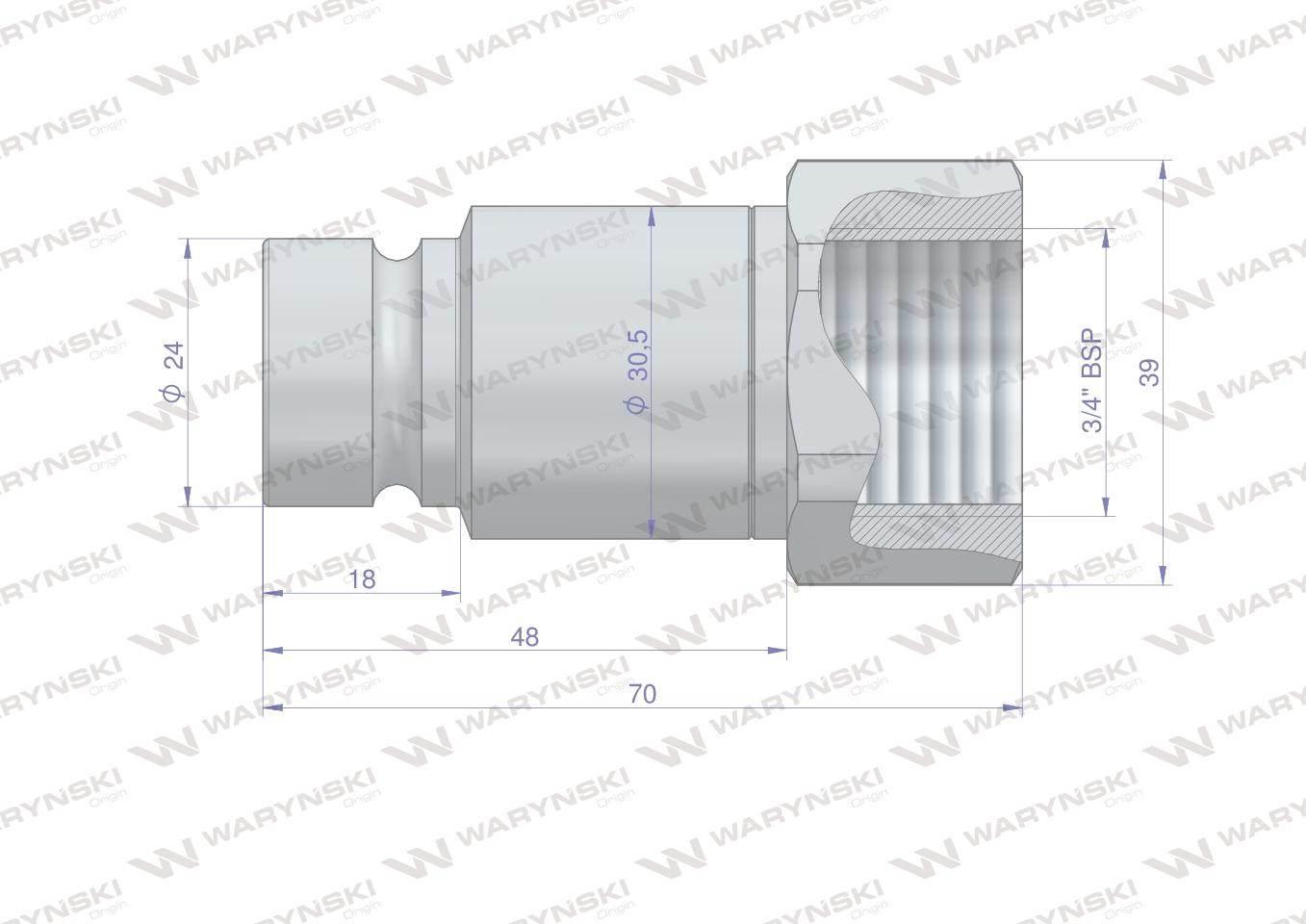 Szybkozłącze hydrauliczne suchoodcinające (rozmiar 1/2) wtyczka G3/4"BSP gw - zdjęcie 2