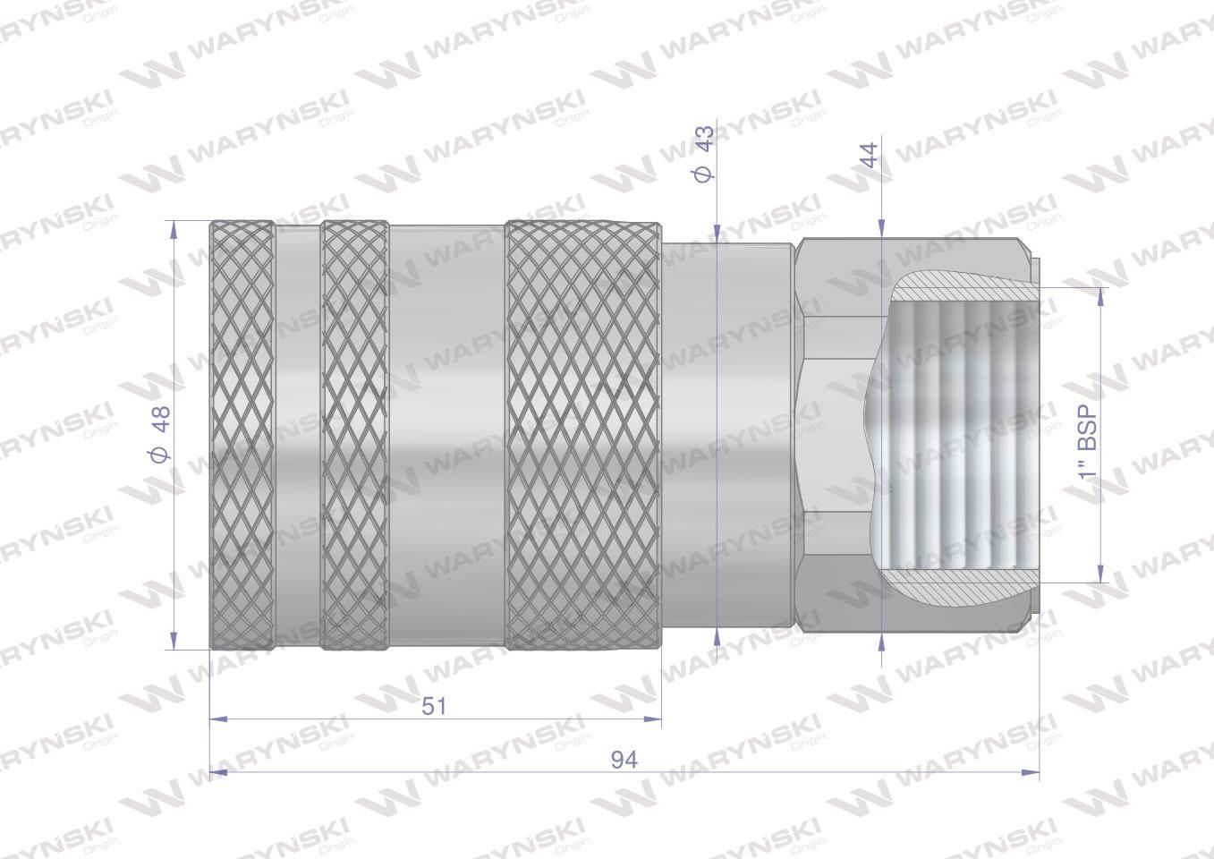 Szybkozłącze hydrauliczne suchoodcinające (rozmiar 3/4) gniazdo G1"BSP gwin - zdjęcie 2