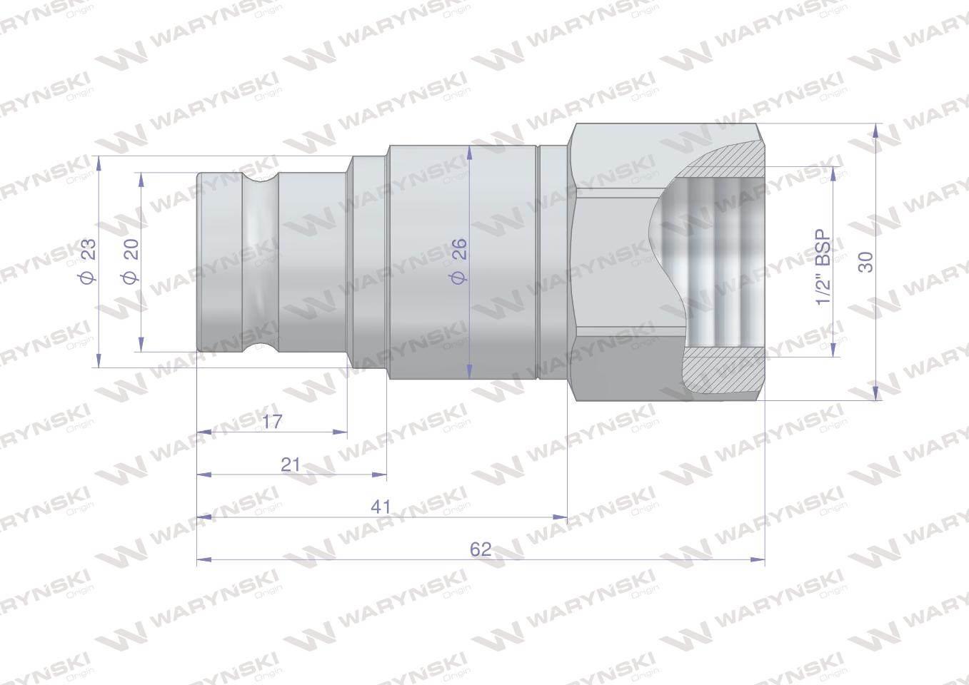 Szybkozłącze hydrauliczne suchoodcinające (rozmiar 3/8) wtyczka G1/2"BSP gw - zdjęcie 3
