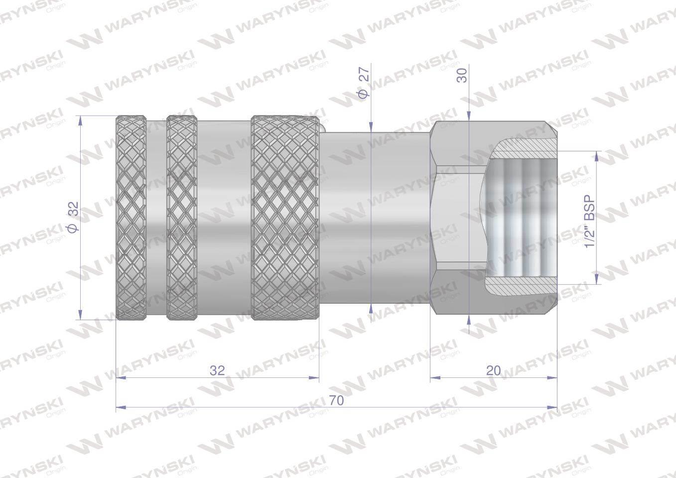 Szybkozłącze hydrauliczne suchoodcinające (rozmiar 3/8) gniazdo G1/2"BSP gw - zdjęcie 2