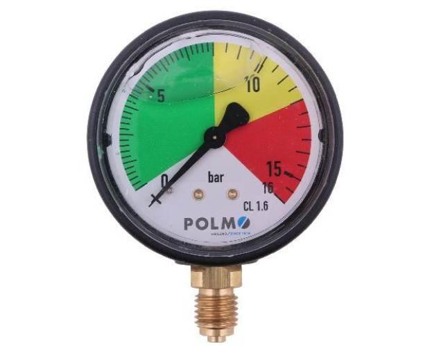 Manometr glicerynowy M63 0-16 bar. gwint M12x1.5 dolne przyłącze. obudowa p - zdjęcie 2