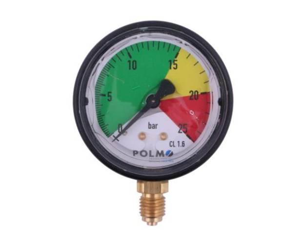 Manometr glicerynowy M63 0-25 bar. gwint M12x1.5 dolne przyłącze. obudowa p - zdjęcie 2