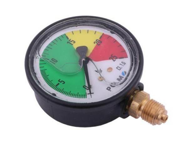 Manometr glicerynowy M63 0-25 bar. gwint G1/4" dolne przyłącze. obudowa pla