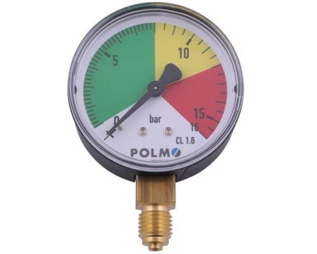 Manometr suchy M63 0-16 bar gwint M12x1.5 dolne przyłącze. Opryskiwacz POLM - zdjęcie 2