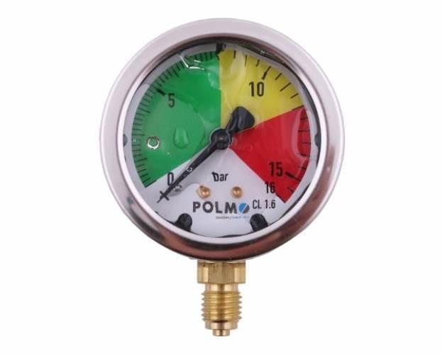 Manometr glicerynowy M63 0-16 bar gwint M12x1.5 dolne przyłącze. obudowa kw - zdjęcie 2