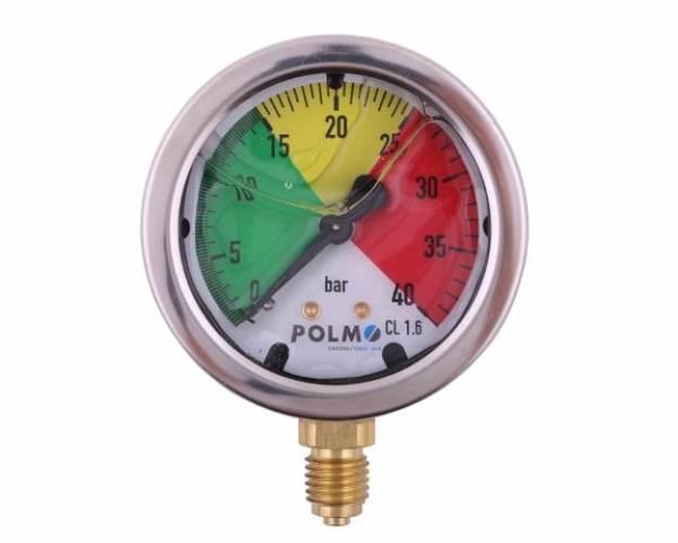 Manometr glicerynowy M63 0-40 bar gwint M12x1.5 dolne przyłącze. obudowa kw - zdjęcie 2