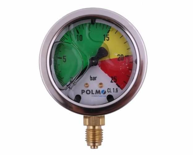 Manometr glicerynowy M63 0-25 bar gwint M12x1.5 dolne przyłącze. obudowa kw - zdjęcie 2