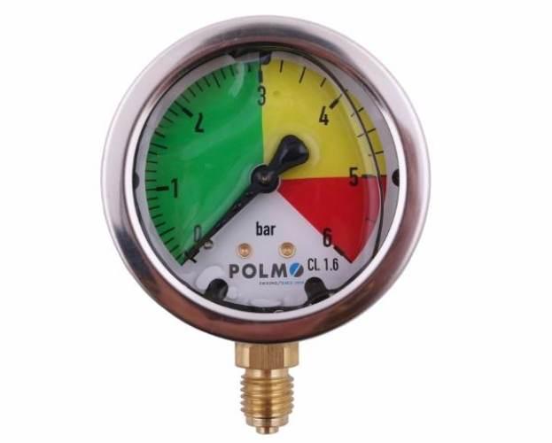 Manometr glicerynowy M63 0-6 bar gwint M12x1.5 dolne przyłącze. obudowa kwa - zdjęcie 2