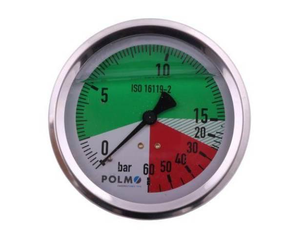 Manometr glicerynowy M100 0-15/60 bar gwint G1/4" tylne przyłącze. obudowa - zdjęcie 2