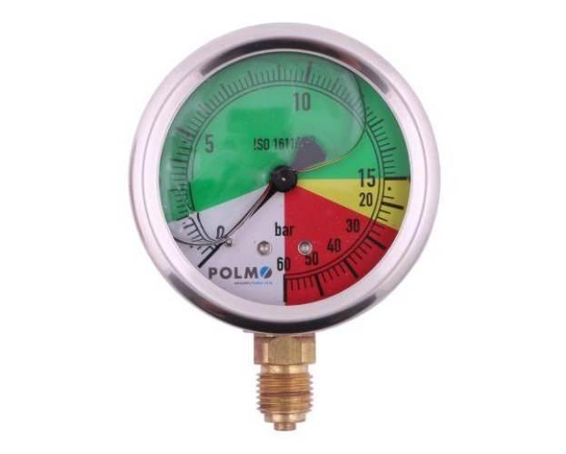 Manometr glicerynowy M63 0-15/60 bar gwint G1/4" dolne przyłącze. obudowa k - zdjęcie 2