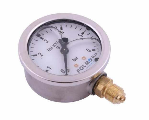 Manometr glicerynowy M63 0-6 bar dolne przyłącze G1/4" POLMO MGH63KG14D6P