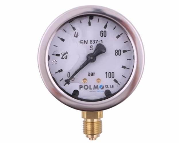 Manometr glicerynowy M63 0-100 bar dolne przyłącze G1/4" POLMO - zdjęcie 2